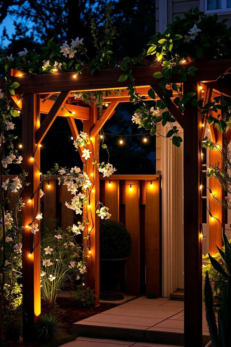 Trellis with Integrated Lighting for Nighttime Beauty - 25 Trellis Ideas