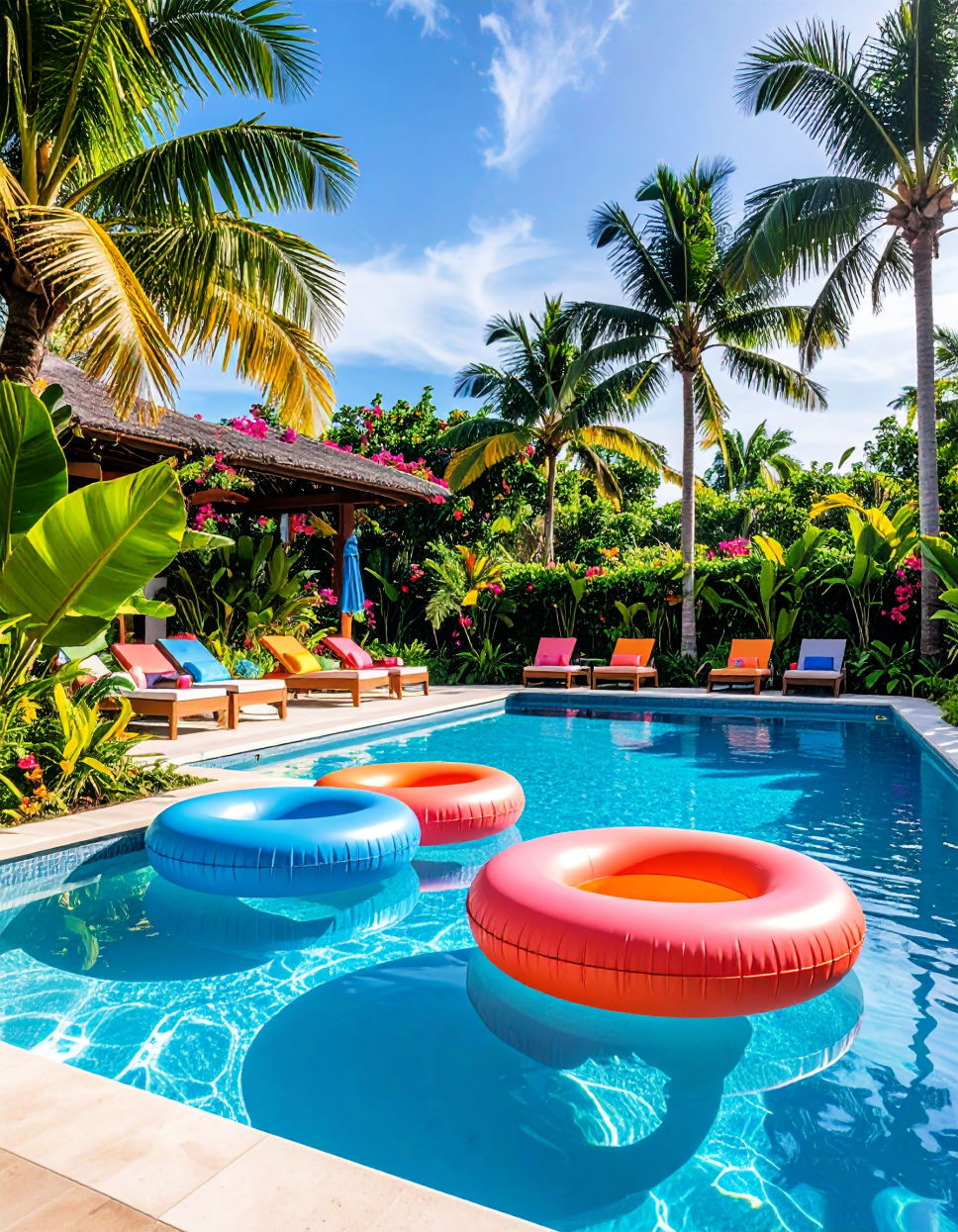 Tropical Floating Loungers Tropical Backyard Ideas