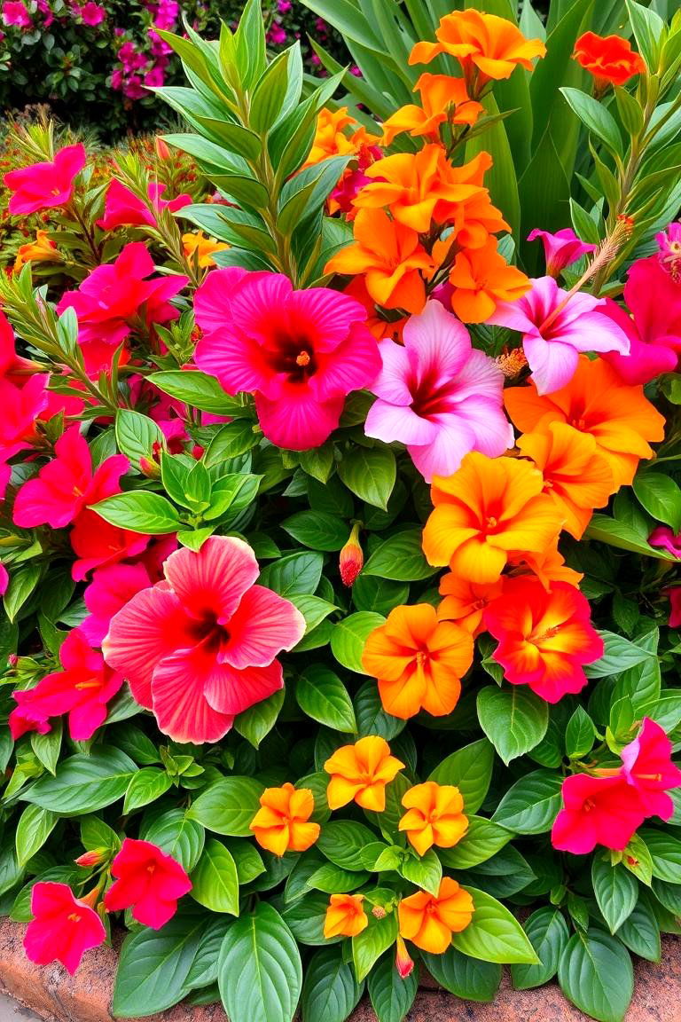 Tropical Inspired Flower Bed - 25 Front Yard Texas Flower Bed Ideas