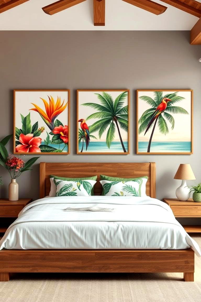 Tropical Inspired Wall Art to Set the Scene - 25 Tropical Bedroom Ideas