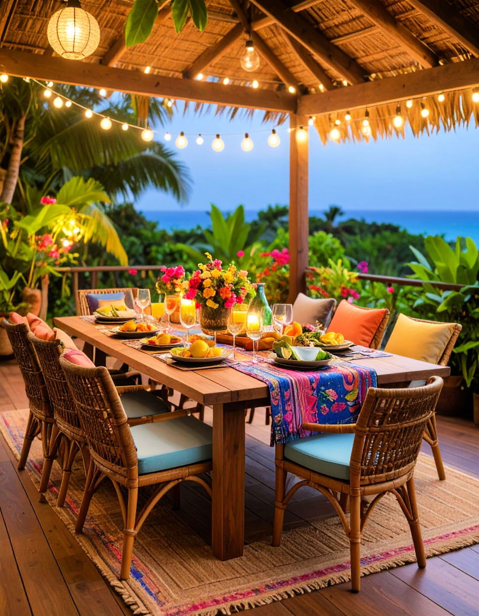 Tropical Outdoor Dining Area Tropical Backyard Ideas