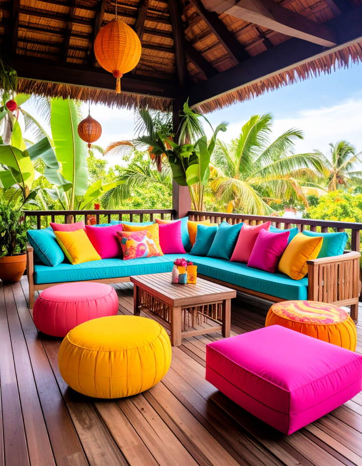 Tropical Paradise with Bold Colors Veranda Ideas