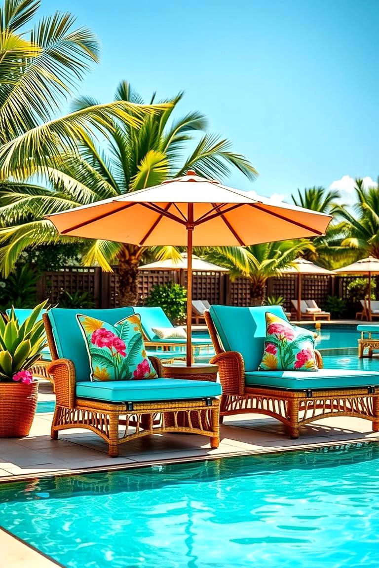 Tropical Poolside Lounge Chairs - 25 Tropical Backyard Ideas