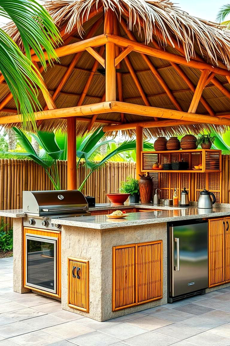 Tropical Themed Outdoor Kitchen - 25 Tropical Backyard Ideas
