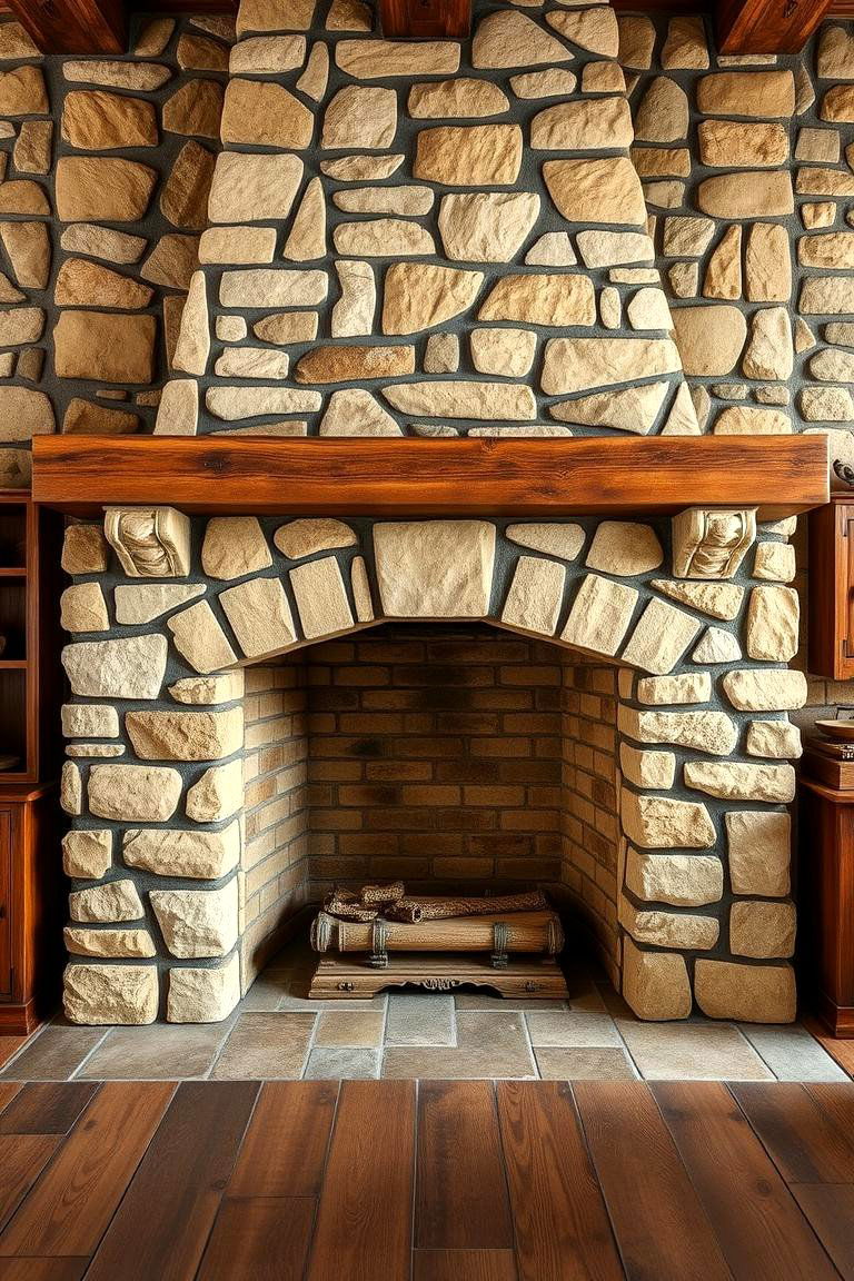 Tumbled Stone for a Weathered Look - 25 Floor to Ceiling Stone Fireplace Ideas