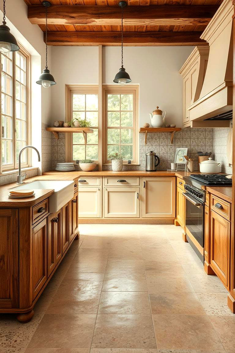 Tumbled Travertine for Rustic Charm - 25 Travertine Floor Kitchen Ideas