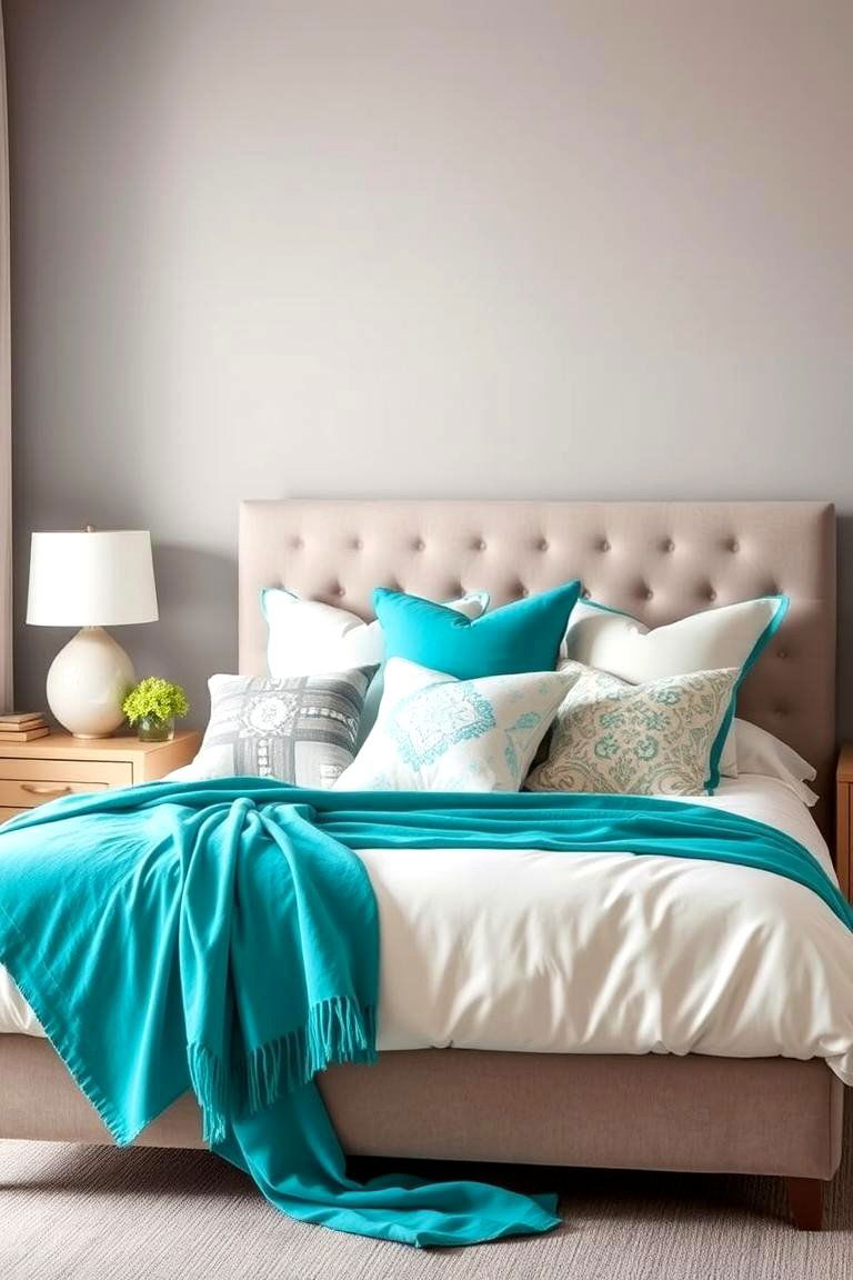 Turquoise Accents in a Neutral Bedroom - 25 Turquoise Bedroom Ideas