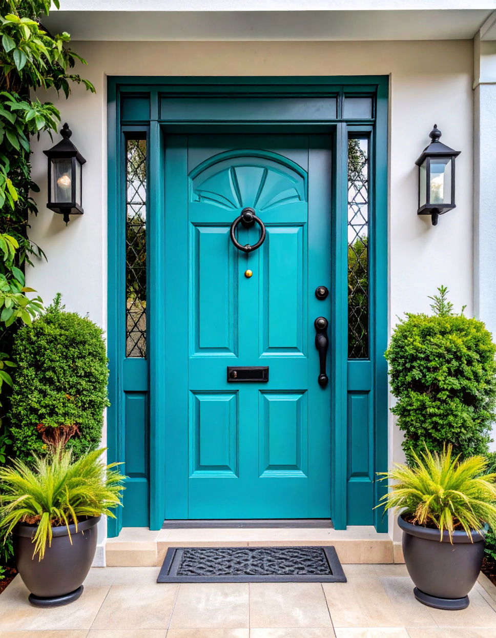 Turquoise and Black Accents Turquoise Front Door Ideas