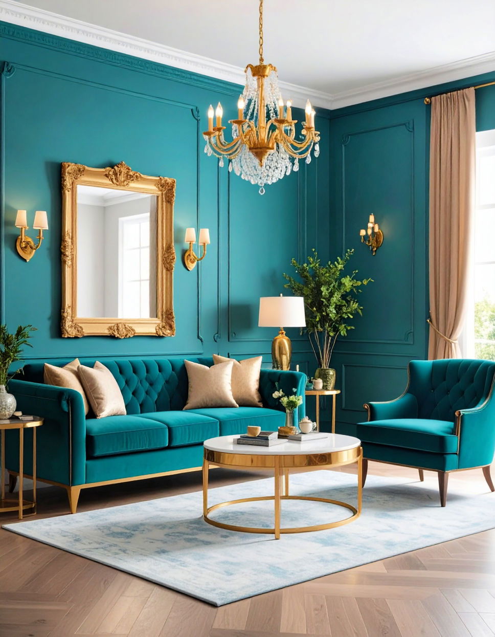 Turquoise and Gold for an Elegant Touch Turquoise Living Room Ideas