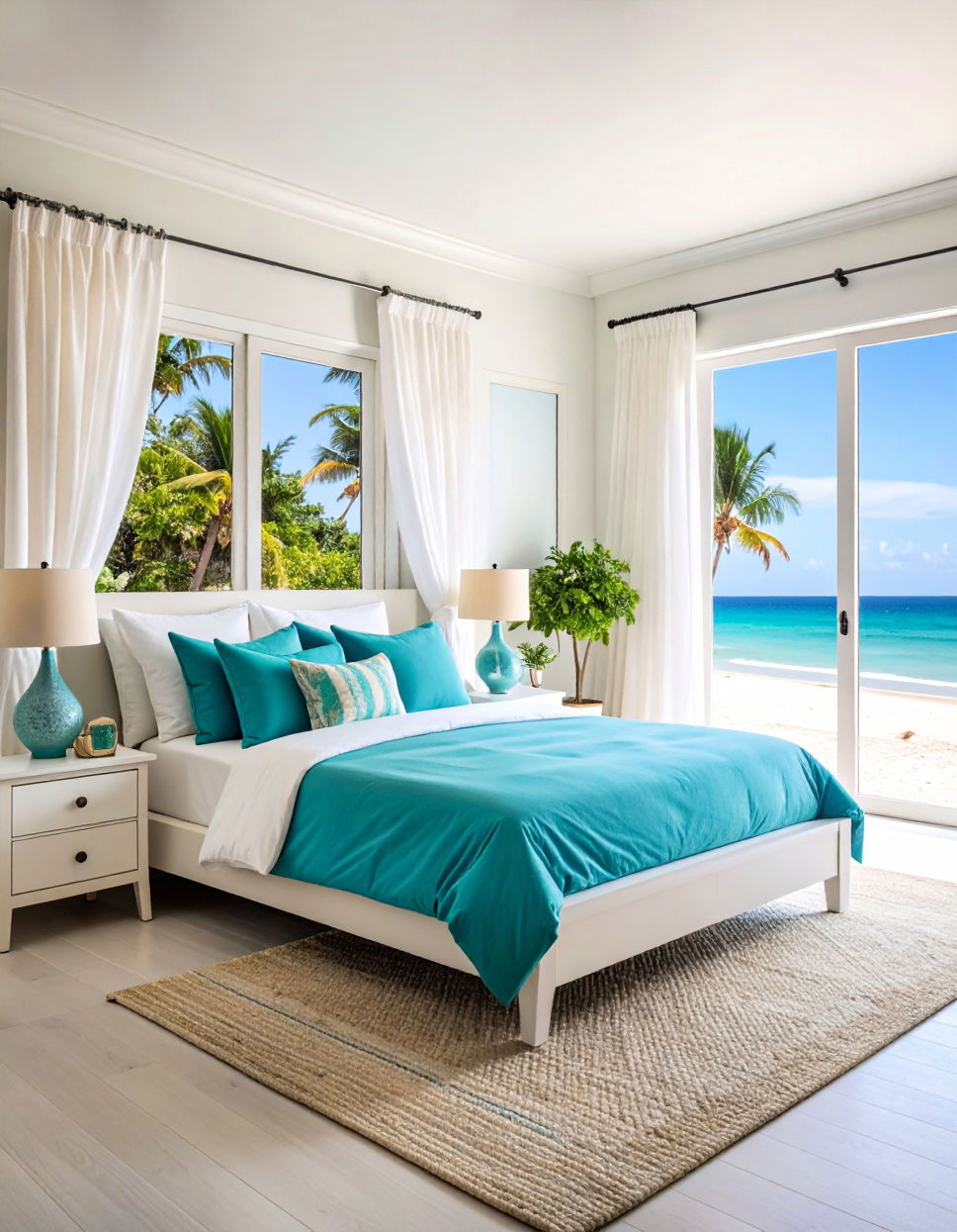Turquoise and White for a Crisp Coastal Vibe Turquoise Bedroom Ideas