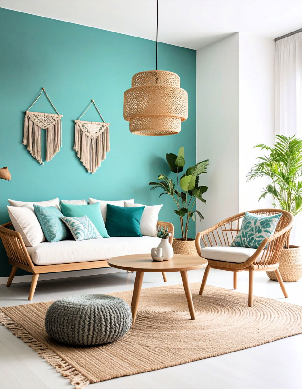 Turquoise and White for a Vibrant Light Filled Room Two Tone Wall Paint Ideas