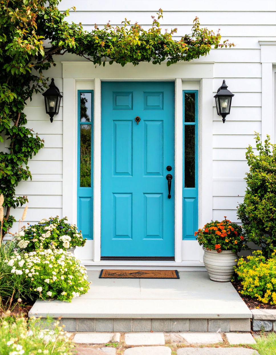 Turquoise and Whitewashed Wood Turquoise Front Door Ideas