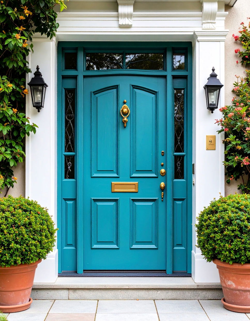 Turquoise with Brass Accents Turquoise Front Door Ideas