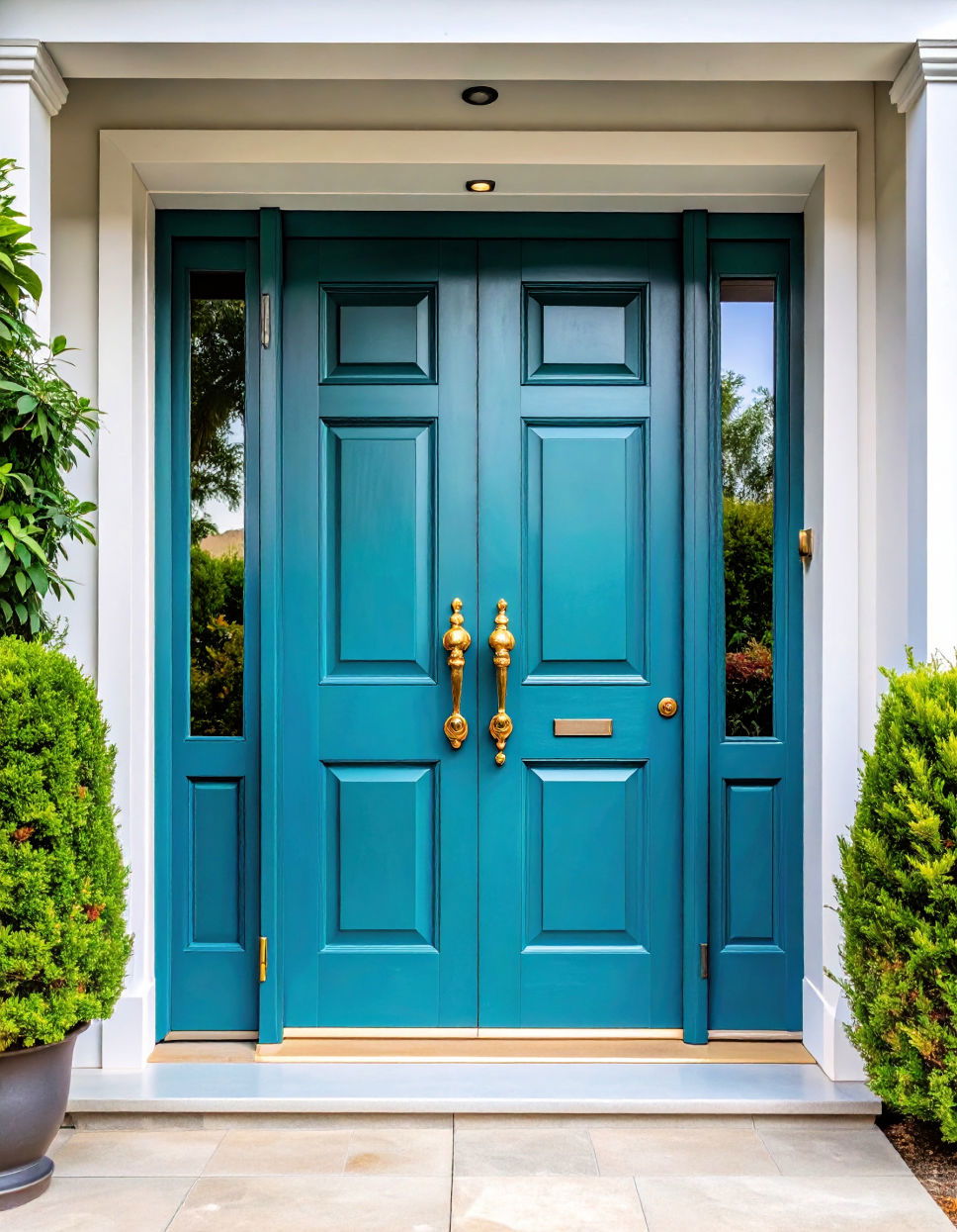 Turquoise with Gold Details Turquoise Front Door Ideas