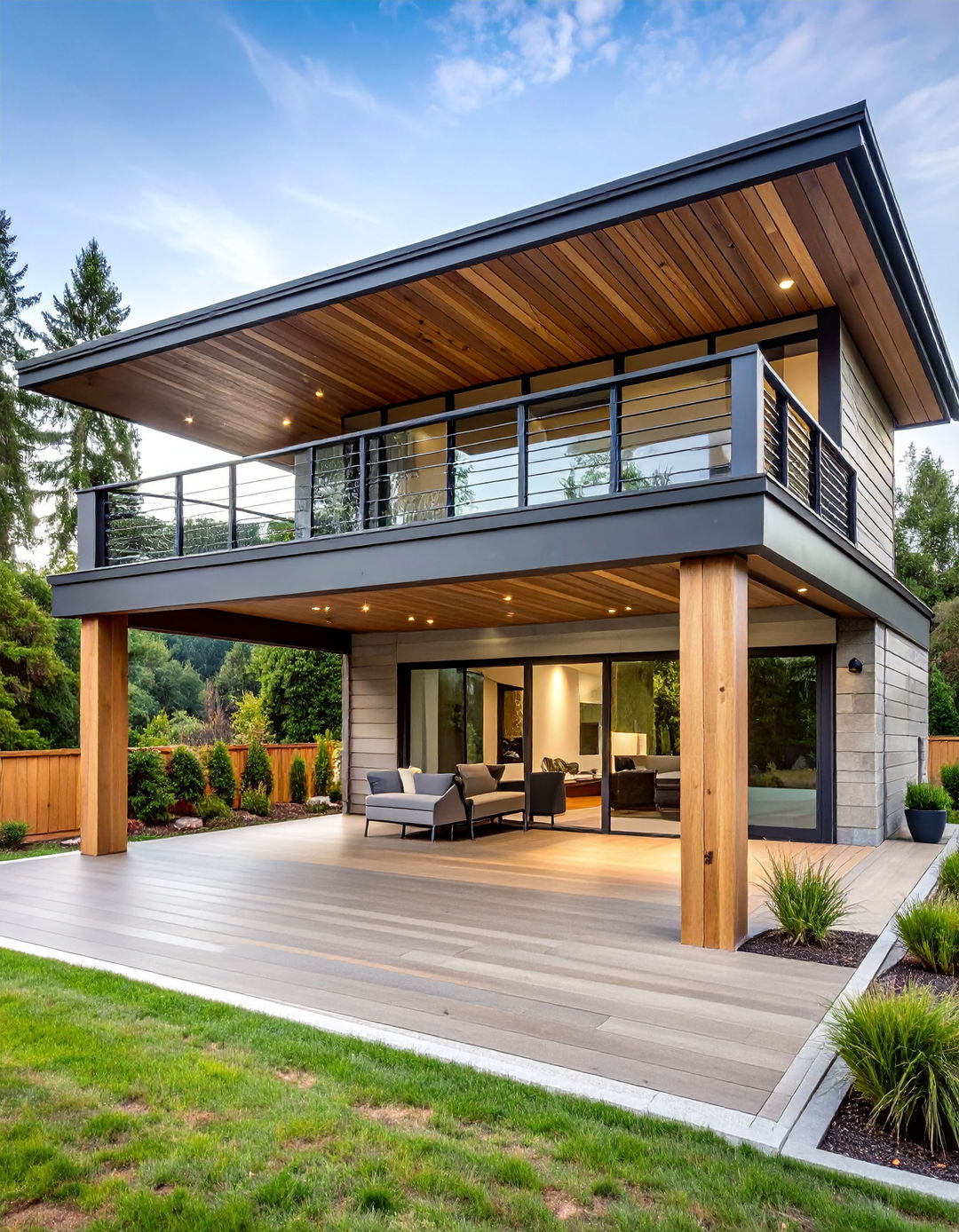 Two Tiered Car Porch with Balconies