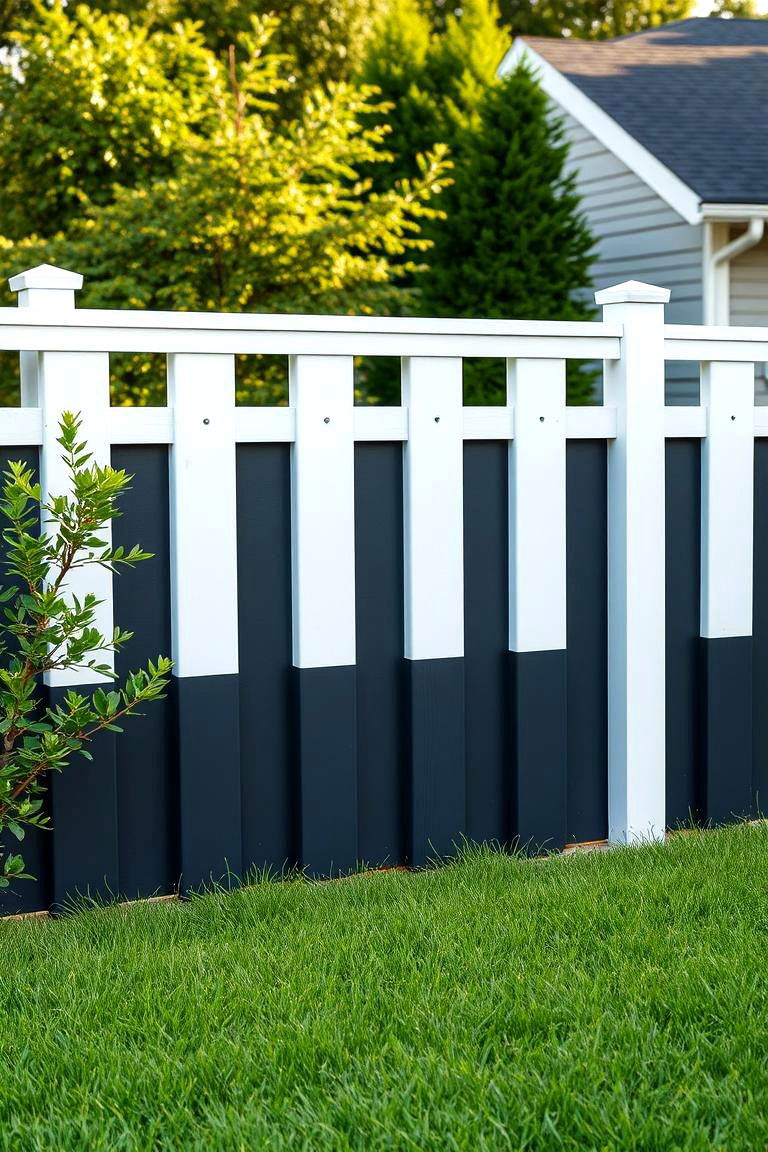 Two Tone Fence for Added Visual Interest - 25 Fence Painting Ideas