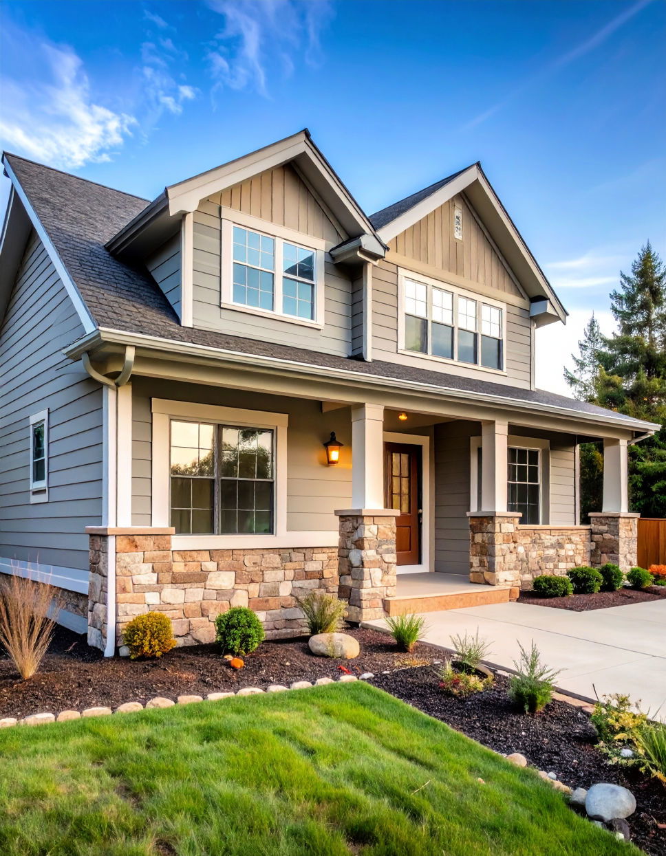 Two Tone Siding with Stone or Brick Skirting Two tone Siding Designs