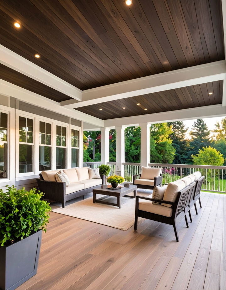 Two Tone Vinyl Ceiling for a Dynamic Design Vinyl Porch Ceiling Ideas