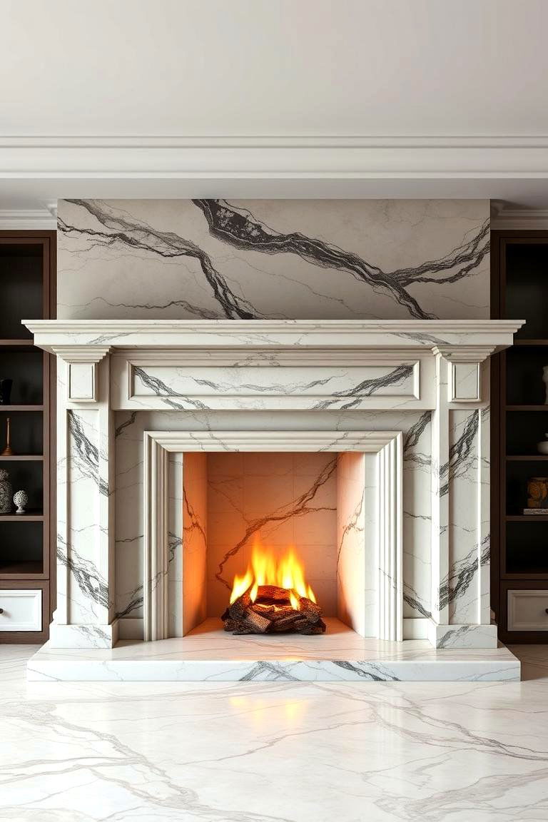 Two Toned Marble Fireplace - 25 Marble Fireplace Ideas