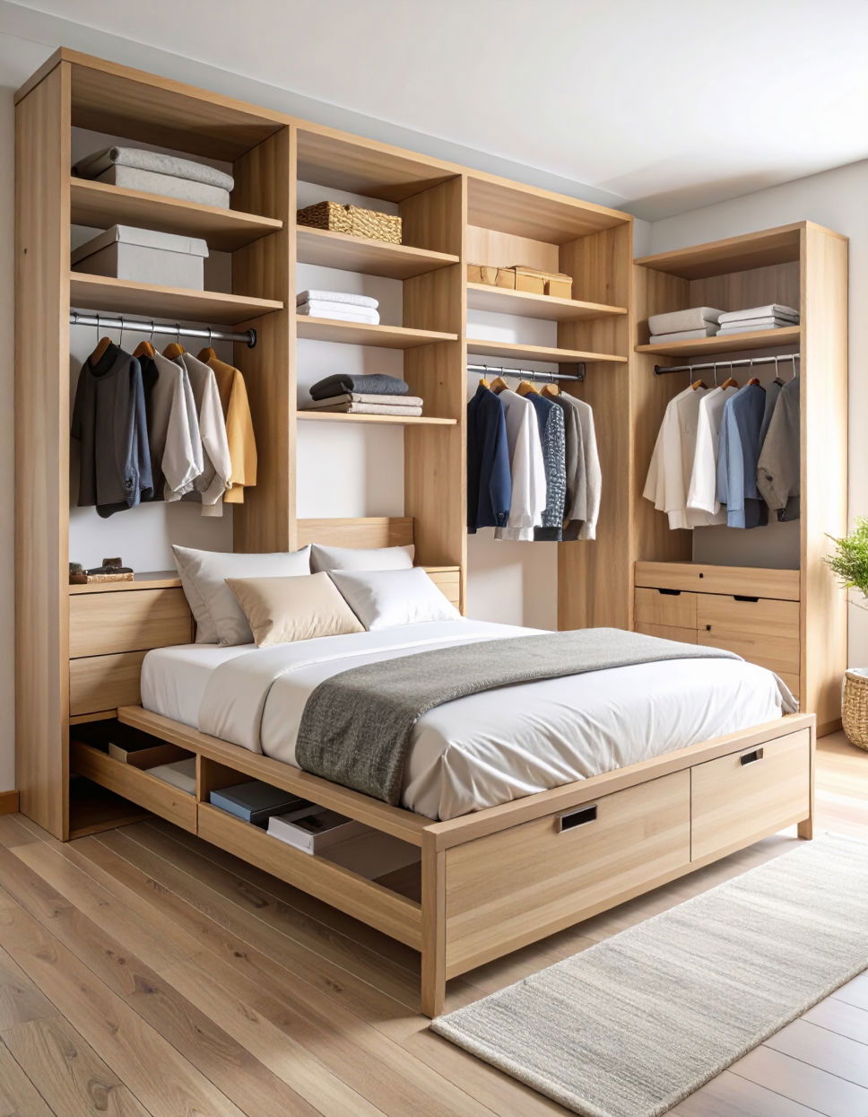 Under Bed Built In Storage with Wardrobe Access