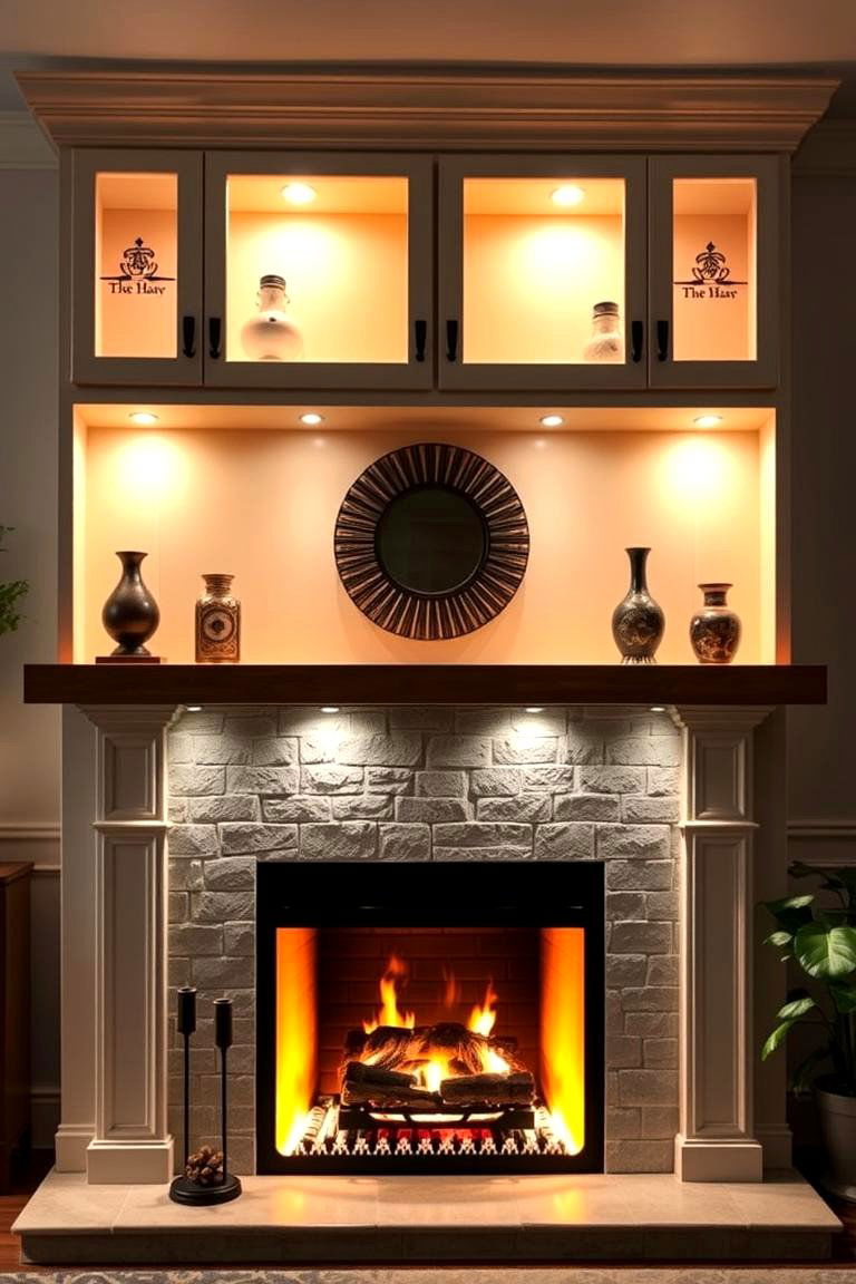 Under Cabinet Lighting for Shelves - 25 Fireplace Mantel Lighting Ideas