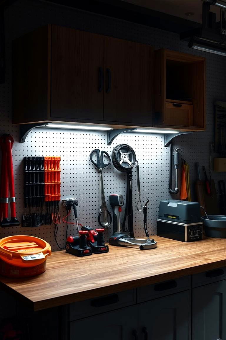 Under Cabinet Lighting for Workstations - 25 Garage Lighting Ideas