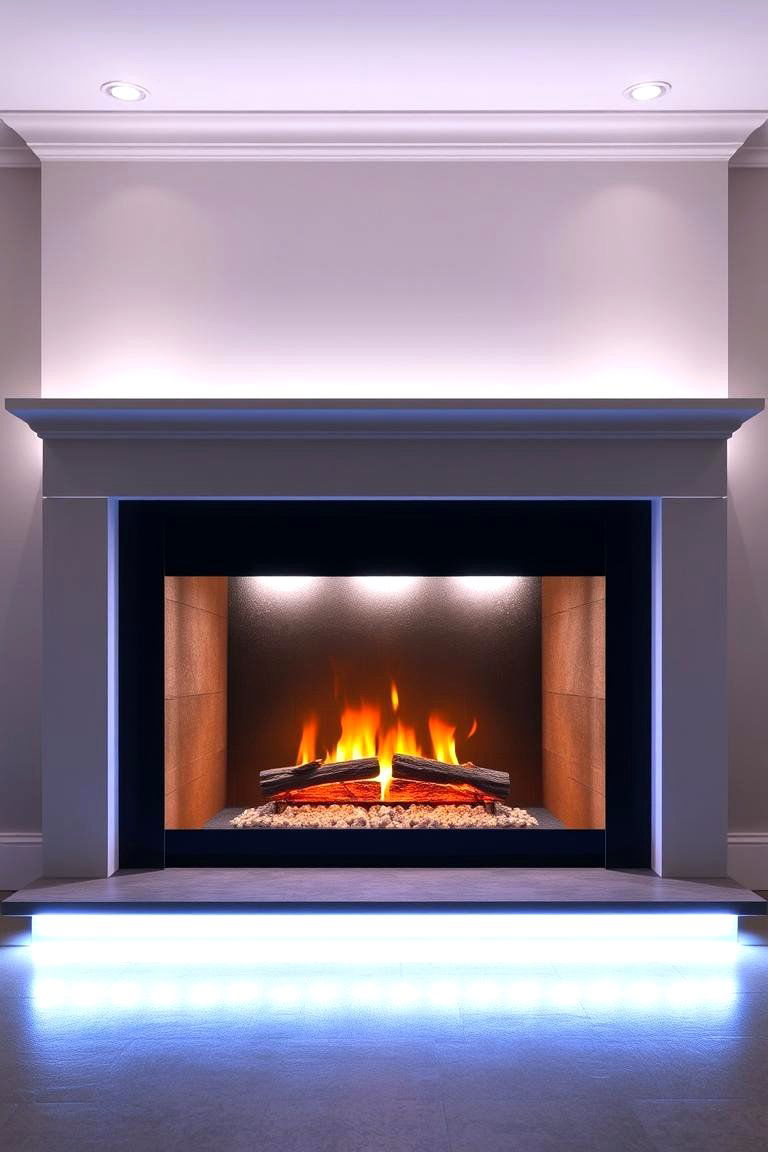 Under Mantel LED Strip Lights - 25 Fireplace Mantel Lighting Ideas