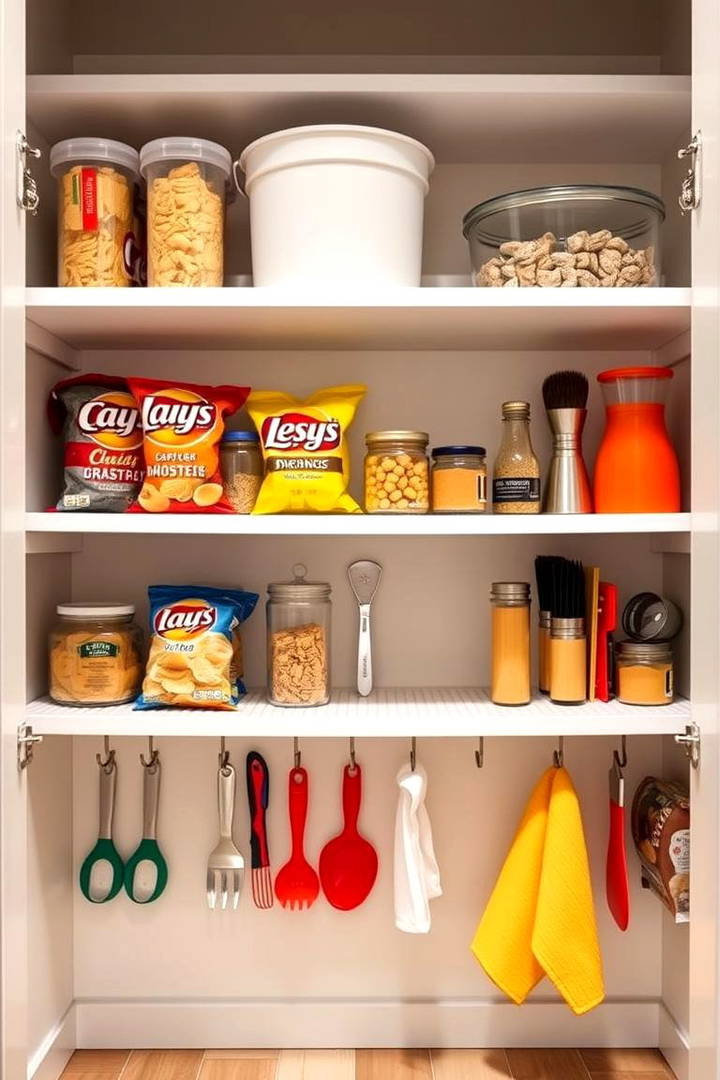 Under Shelf Hooks for Added Convenience - 25 Walk in Pantry Ideas