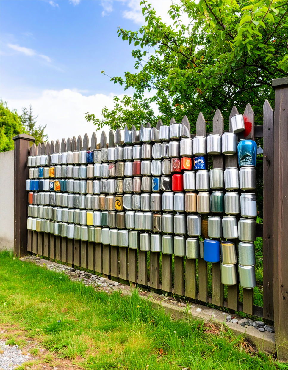 Upcycled Can Fence Art