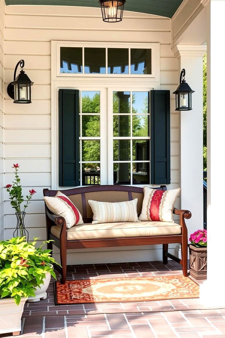 Upholstered Bench for Comfort and Style - 25 Front Porch Bench Ideas