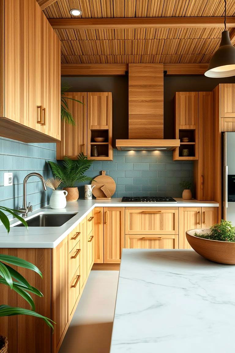 Use Bamboo for a Natural Touch - 25 Tropical Kitchen Ideas