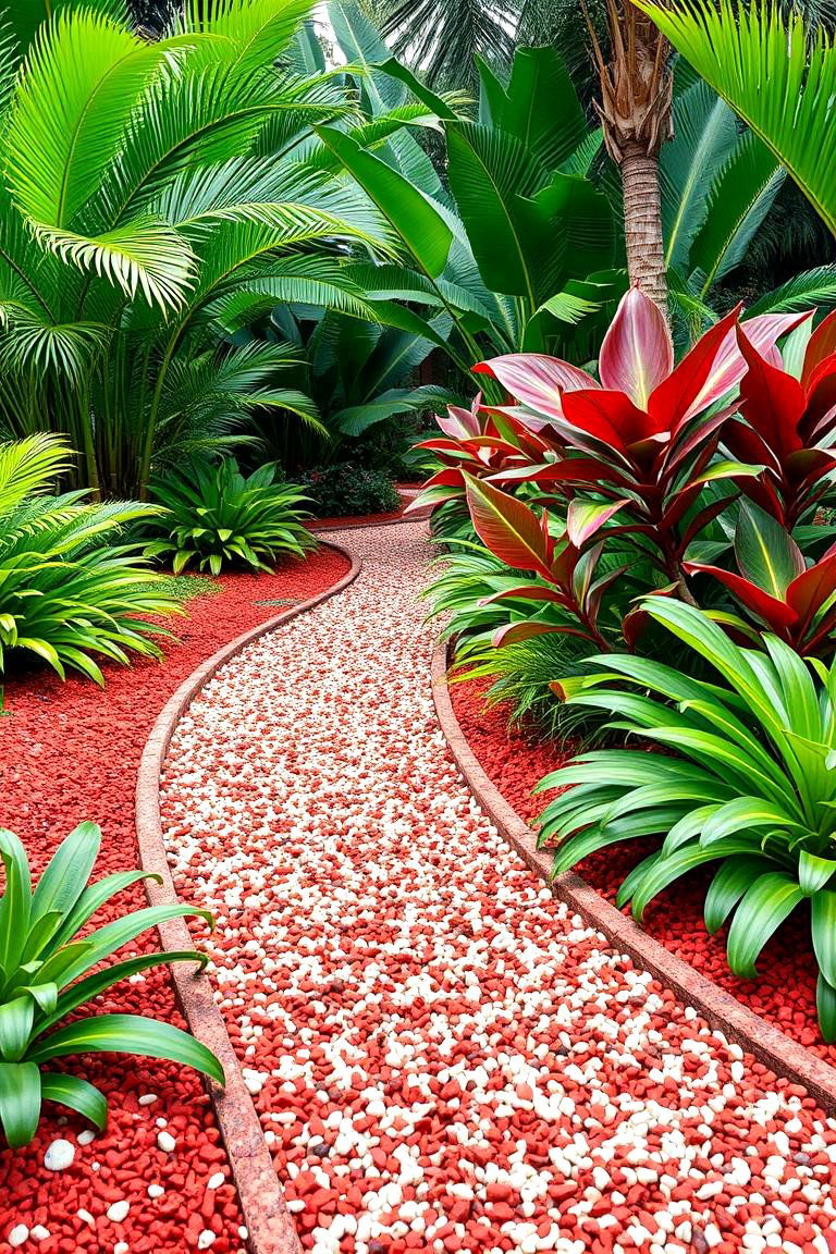 Use Colorful Gravel to Create Contrast - 25 Tropical Garden Ideas