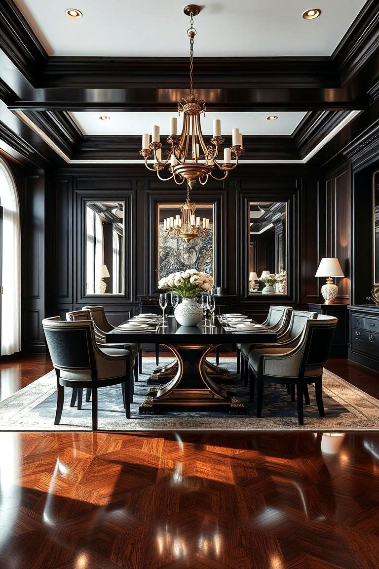 Use Dark Wood for a Luxe Look - 25 dark wood floor dining room ideas