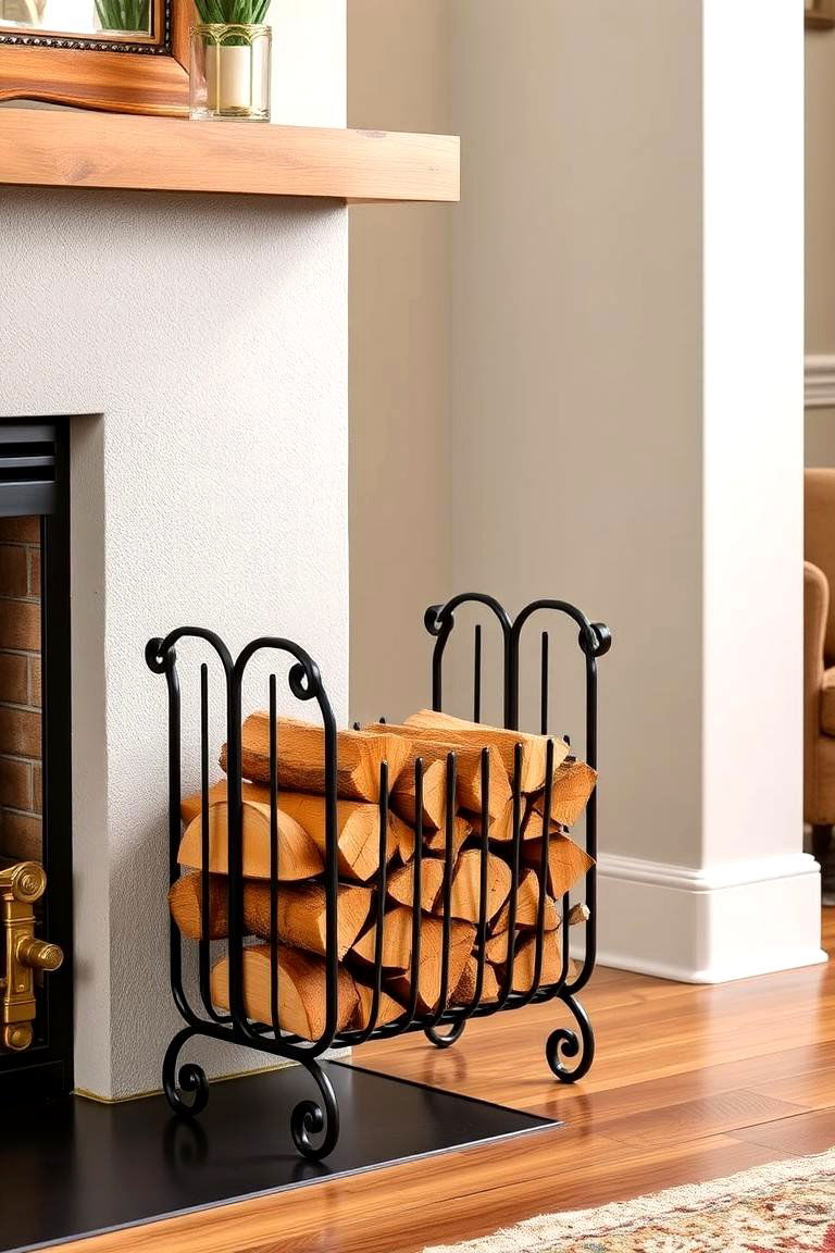 Use Decorative Firewood Holders - 25 Fireplace Decor Ideas