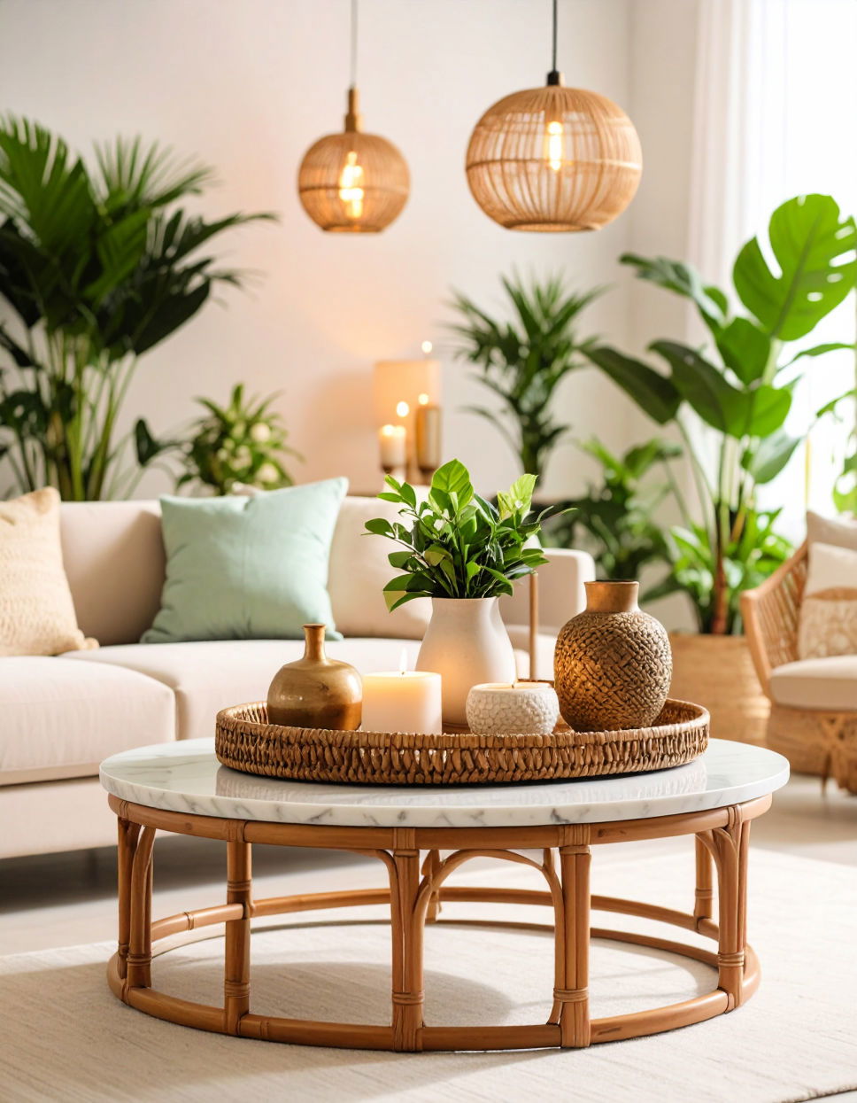 Use Decorative Trays Tropical Living Room Ideas