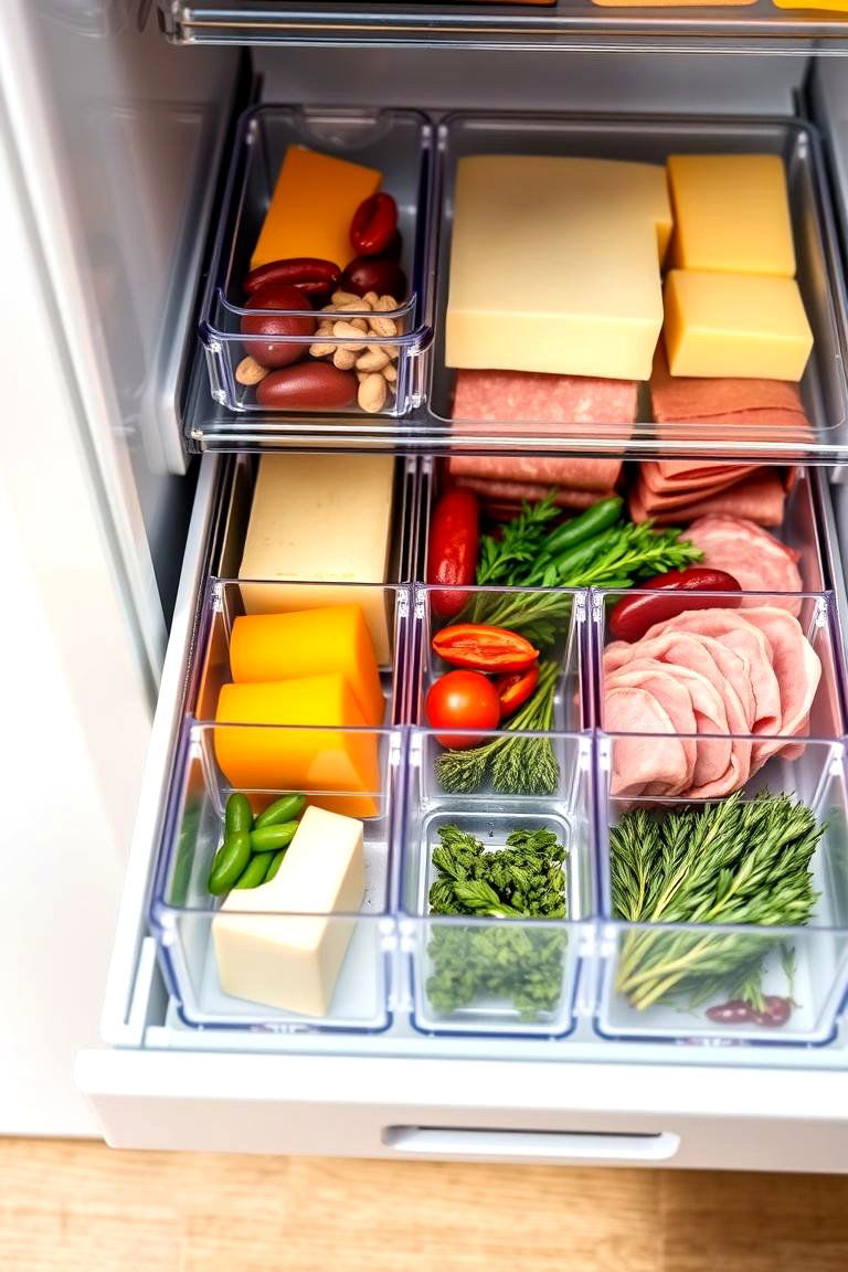 Use Drawer Organizers for Smaller Items - 25 Fridge Organization Ideas