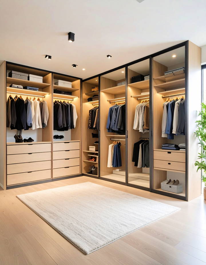 Use Glass Doors for a Chic Display Walk in Closet Ideas