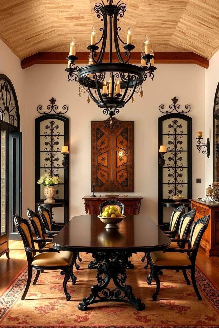 Use Intricate Ironwork for Statement Pieces - 25 spanish style dining room ideas