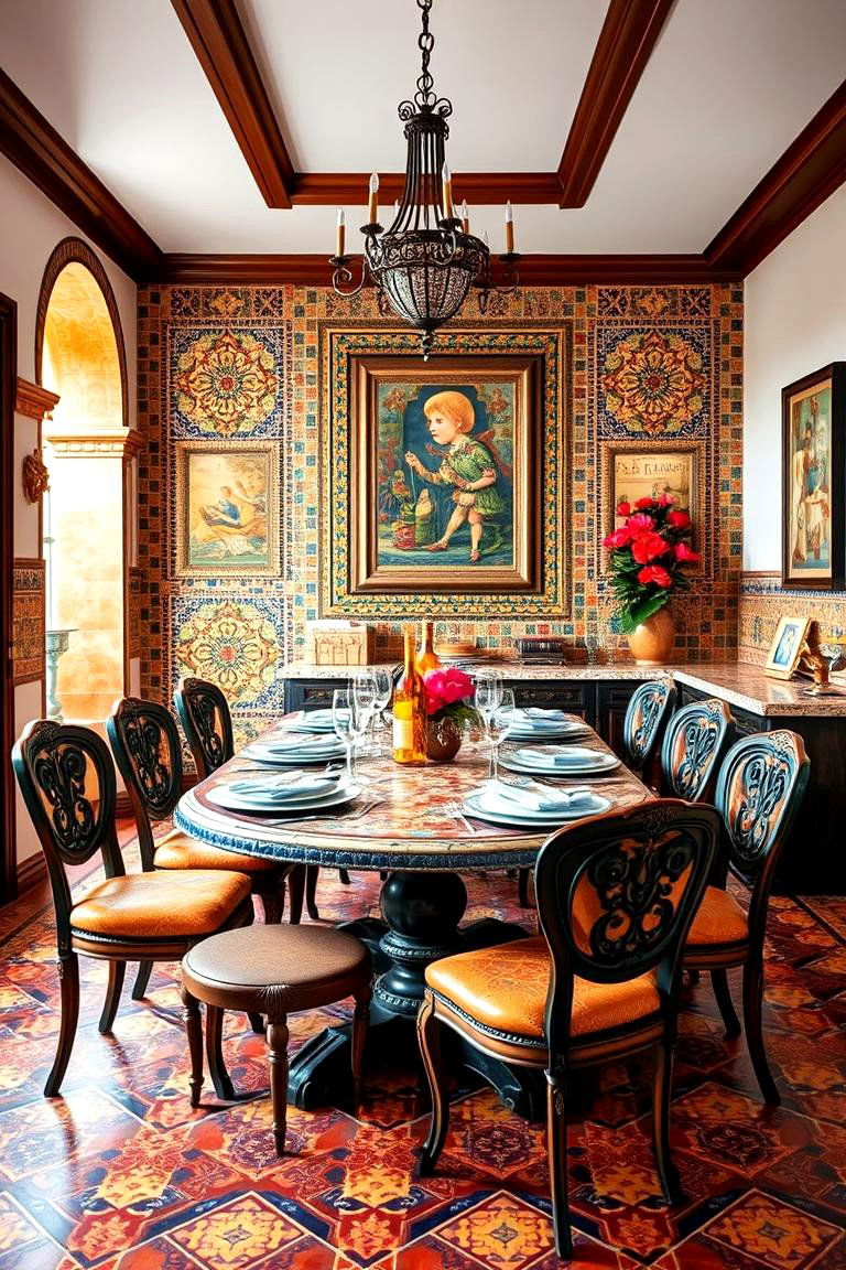Use Mosaic Accents for a Unique Spanish Touch - 25 spanish style dining room ideas
