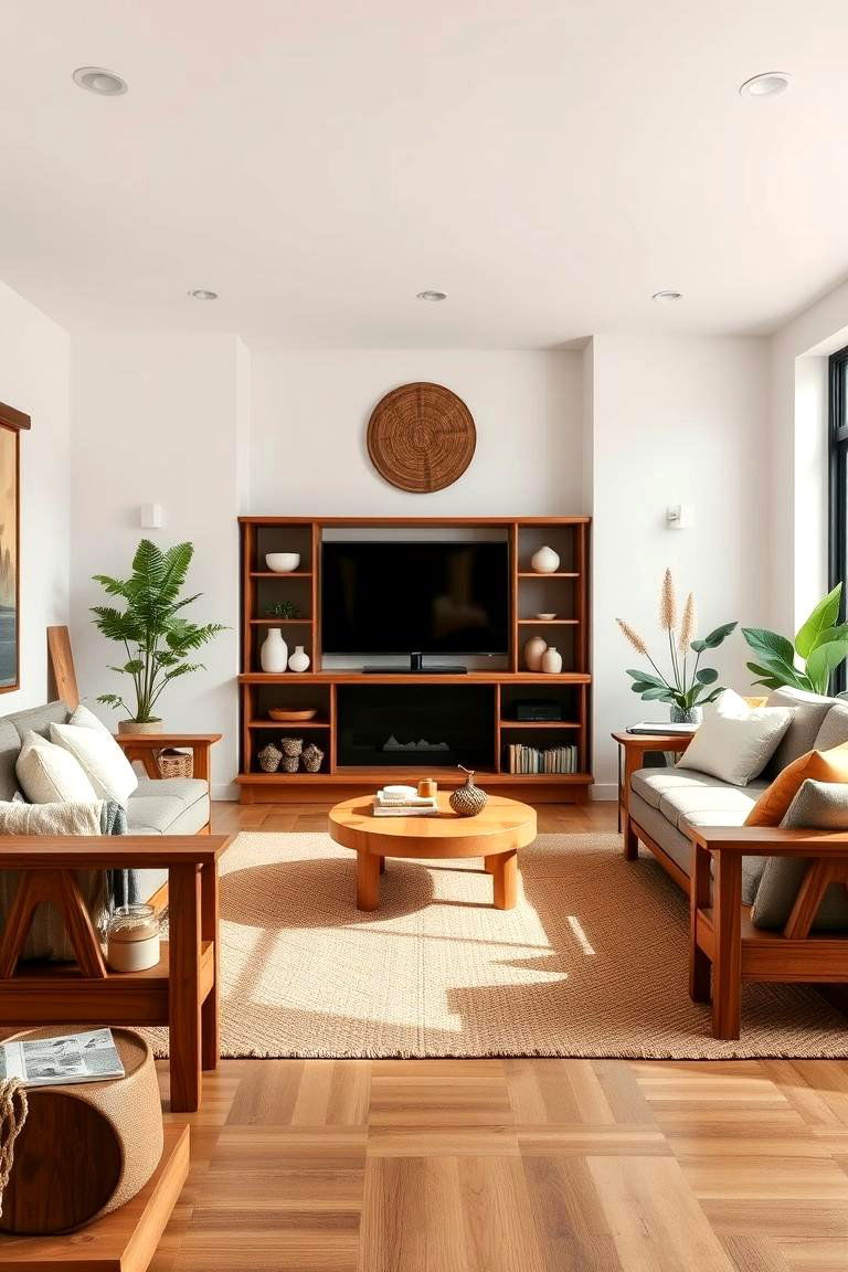 Use Natural Materials - 25 Feng Shui Living Room Ideas
