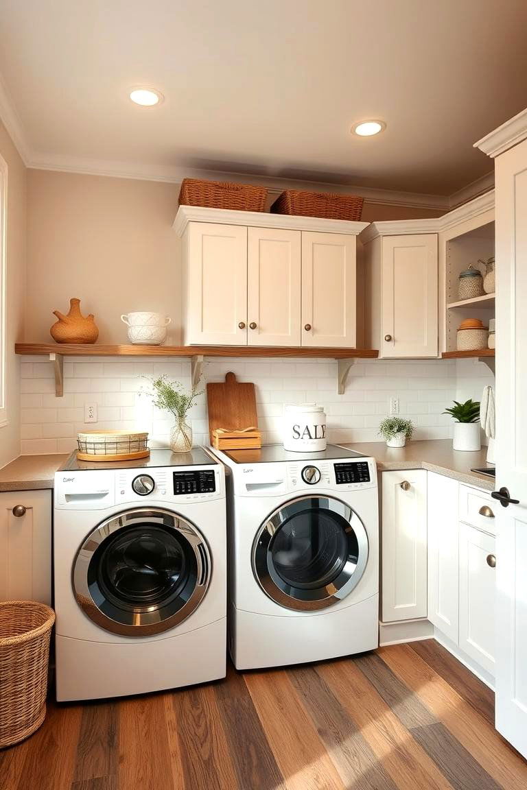 Use Neutral Tones for a Calm Ambience - 25 Farmhouse Laundry Room Ideas