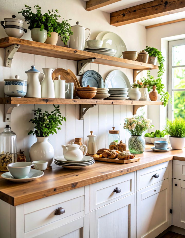 Use Open Shelving for Display Vintage Kitchen Ideas