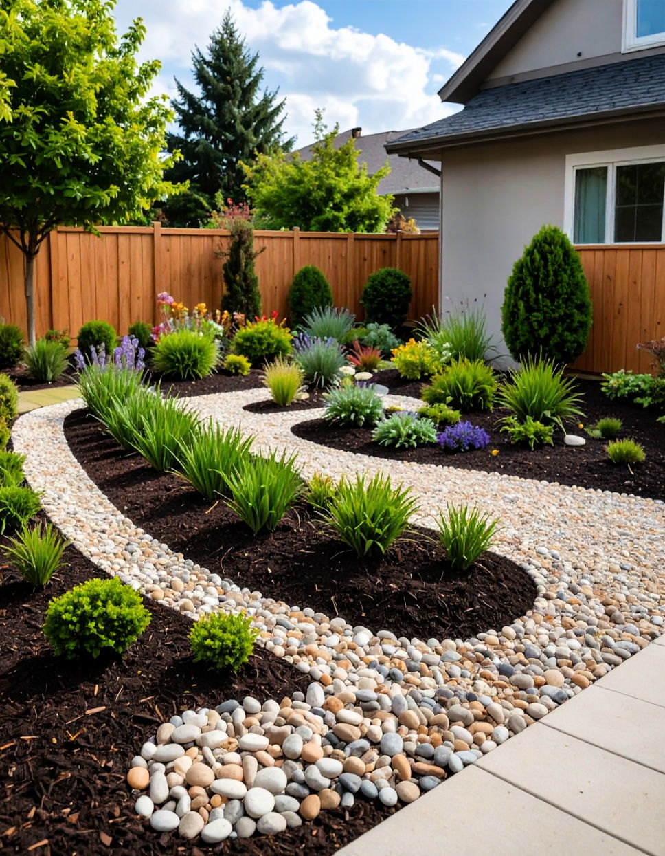 Use Pebbles and Mulch for a Low Maintenance Flower Bed
