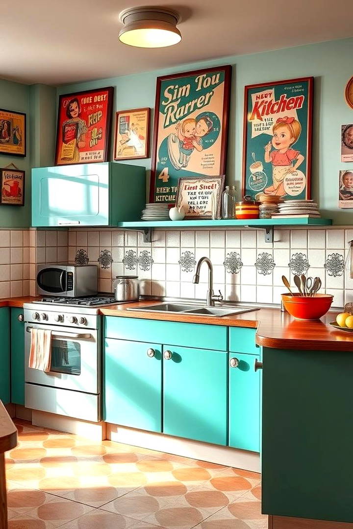 Use Retro Wall Art - 25 Vintage Kitchen Ideas