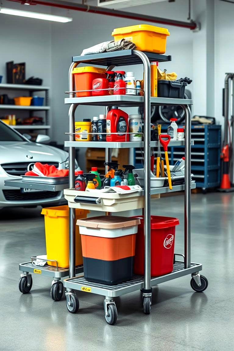 Use Rolling Carts for Mobile Storage - 25 Garage Decor Ideas