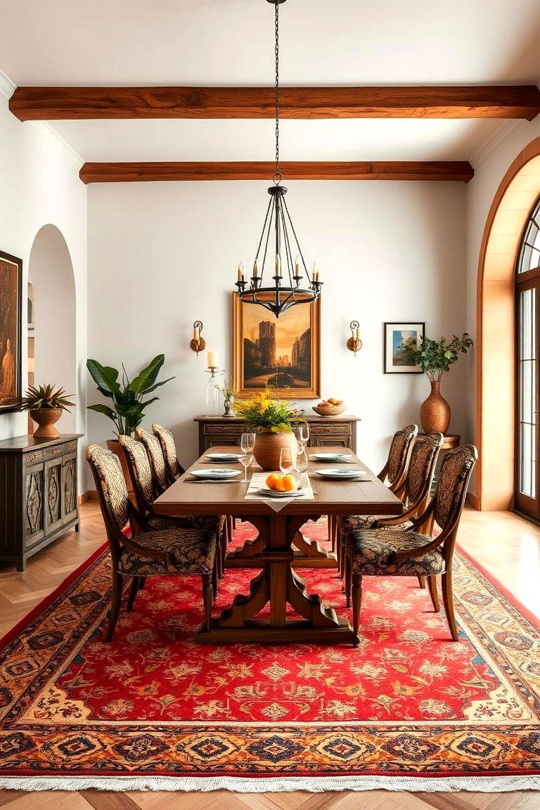 Use Spanish Style Rugs to Add Warmth and Texture - 25 spanish style dining room ideas