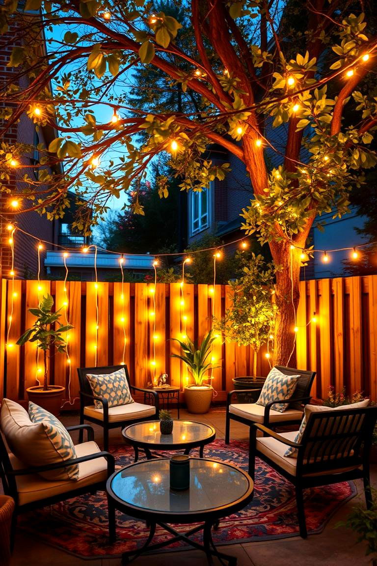 Use String Lights for Warmth and Charm - 25 Townhouse Backyard Ideas