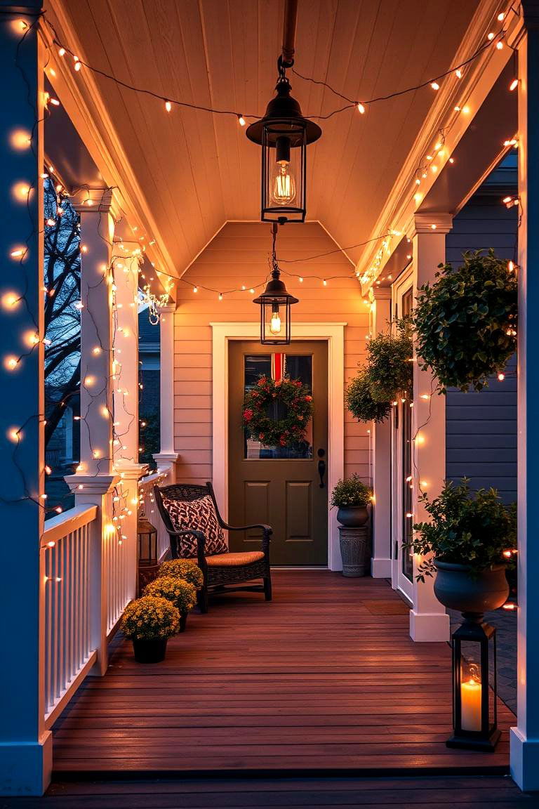 Use String Lights to Create a Magical Ambiance - 25 Farmhouse Porch Ideas