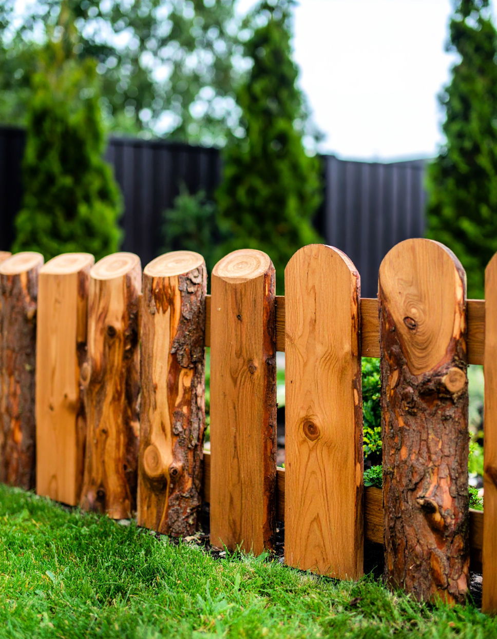 Use Tree Stumps for a Rustic Fence Tree Stump Decorating Ideas