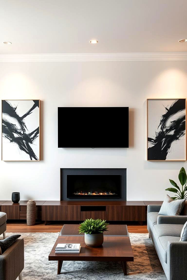 Use Unique Wall Art as a Frame - 25 Media Wall Ideas